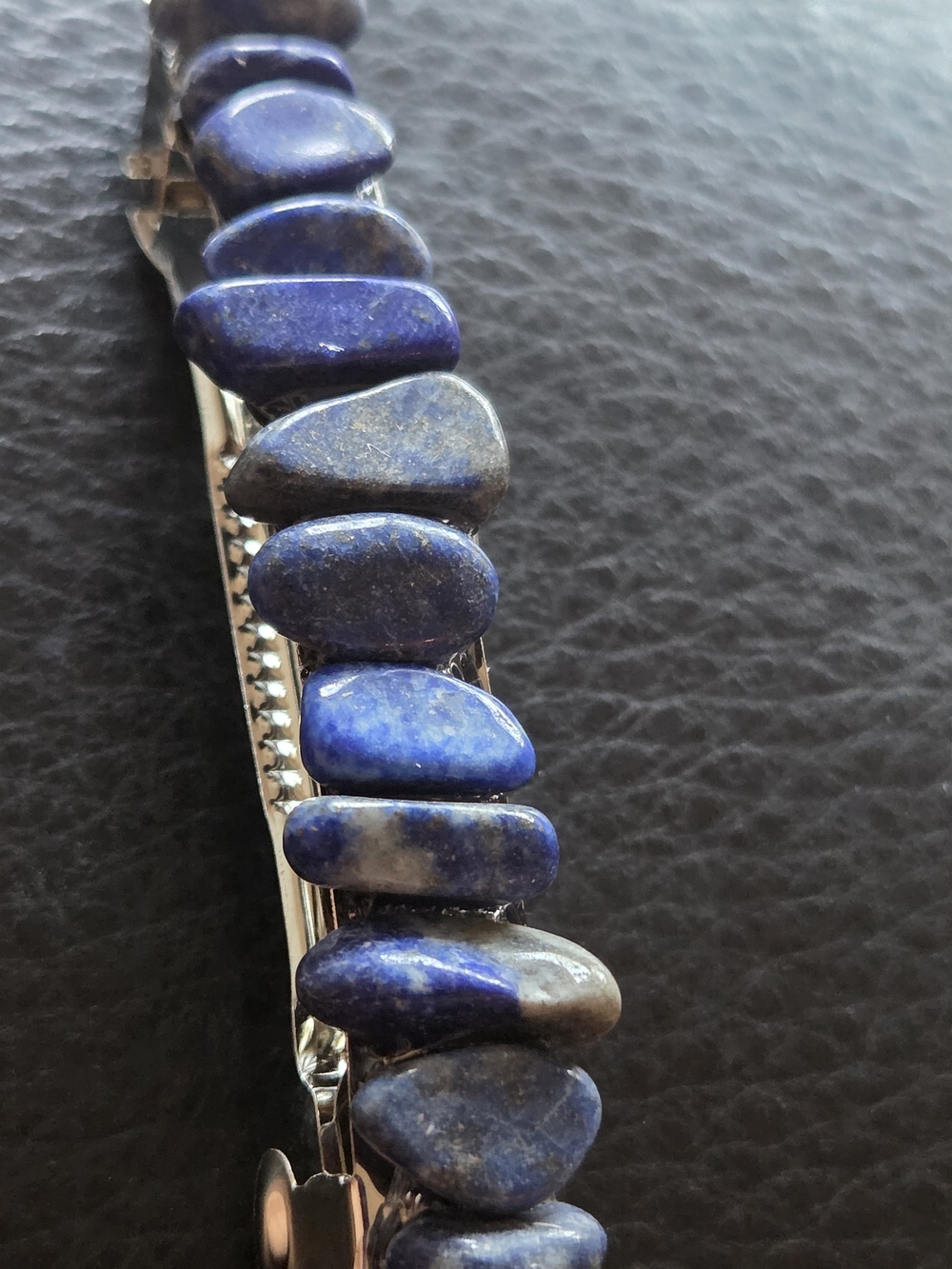 Lapis Lazuli Stone Barrette Hair Clip - Blue